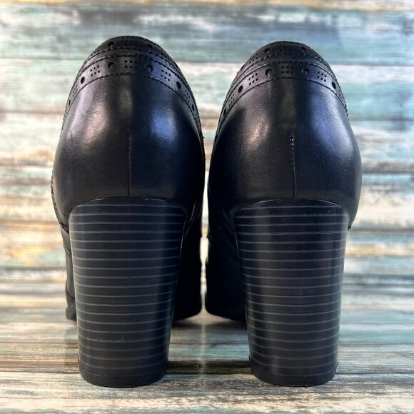 Clarks Artisan Womens Wingtip Pumps Size 10 Black Leather Brogue Menswear Formal - Picture 8 of 14